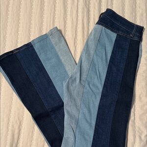 Scully Women's Blue Patchwork Flare Jeans